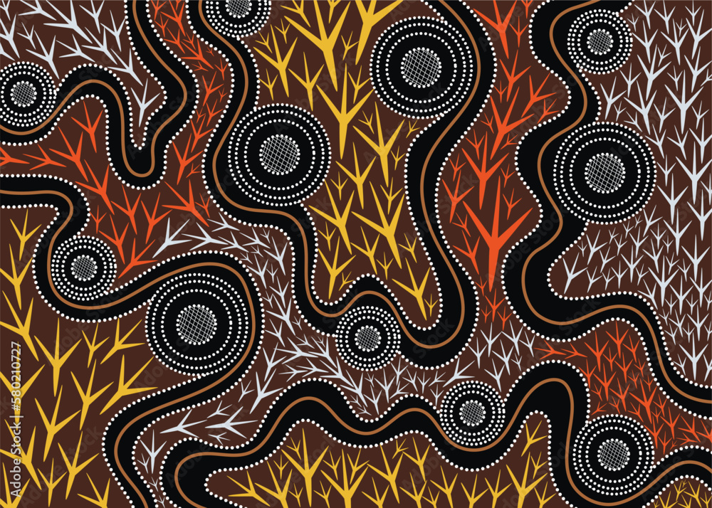 Aboriginal art vector emu track pattern background Aboriginal art vector emu track pattern background