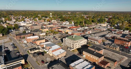 Pinckneyville Illinois Aerial View Downtown City Center United States.  photo