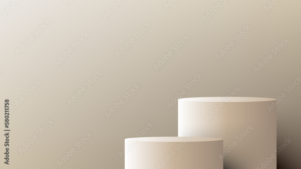 3D white podium stand minimal wall scene on brown background. 3D white podium stand minimal wall scene on brown background.