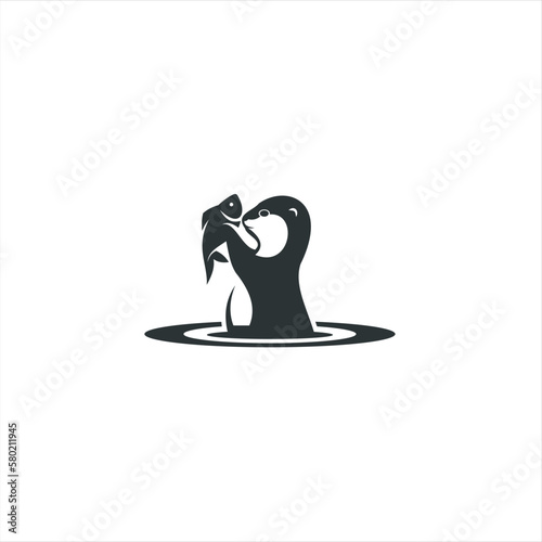 otter logo is shaped with lines forming a stylized otter  from profile view in a black color, creating a stylized black otter logo.