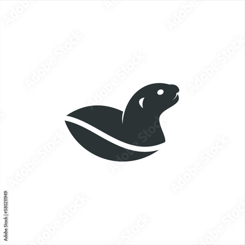 otter logo is shaped with lines forming a stylized otter  from profile view in a black color  creating a stylized black otter logo.