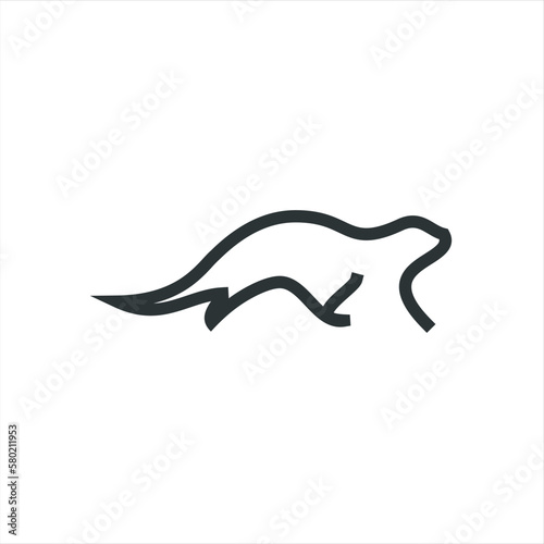 otter logo is shaped with lines forming a stylized otter from profile view in a black color, creating a stylized black otter logo.
