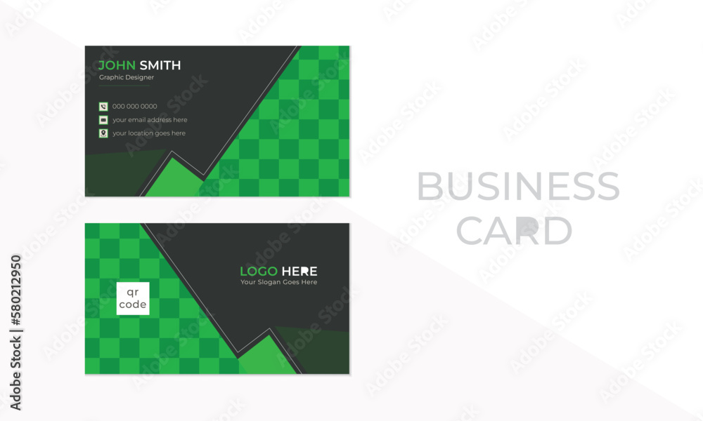 Modern and clean business card template with green and black color. Modern and clean business card template with green and black color.