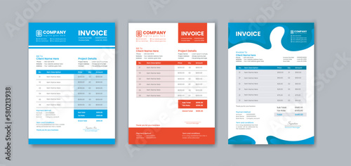 Corporate and flat business invoice design template with 2 color variations bundle or professional 
 Business letterhead template