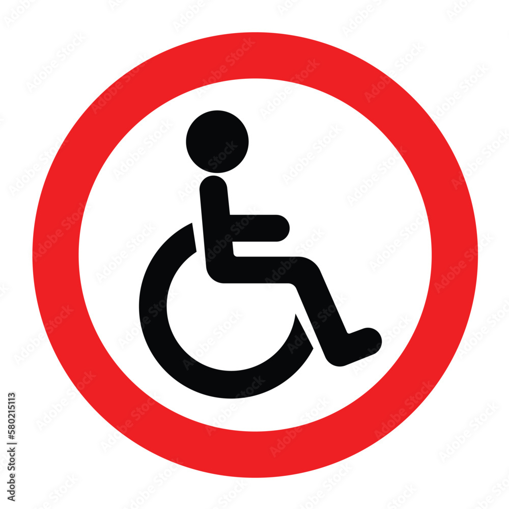 disabled handicap sign icon red white round background disabled handicap sign icon red white round background