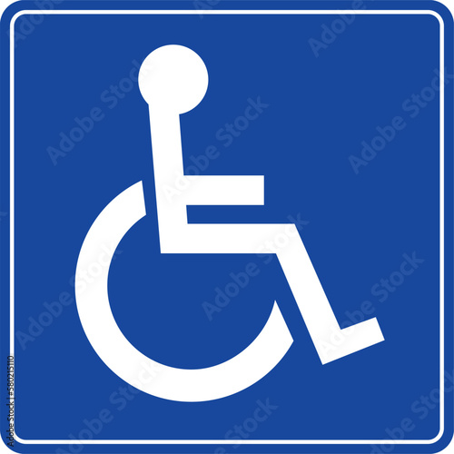 disabled handicap icon blue square background