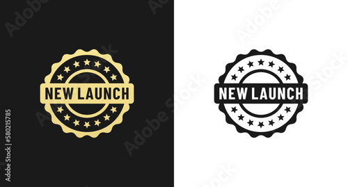 New launch label vector or New launch stamp vector isolated in flat style. Elegant New launch label for packaging design element. Best new launch mark for your product design element.