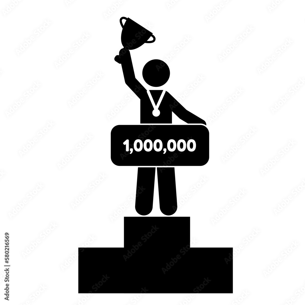 Winners with trophy cup icon. Simple illustration of Winners with trophy cup vector icon for web Winners with trophy cup icon. Simple illustration of Winners with trophy cup vector icon for web