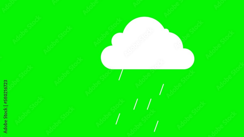 4k loop rain drops falling. animated cloud moving on green screen. cartoon rain drops element fx 4k loop rain drops falling. animated cloud moving on green screen. cartoon rain drops element fx