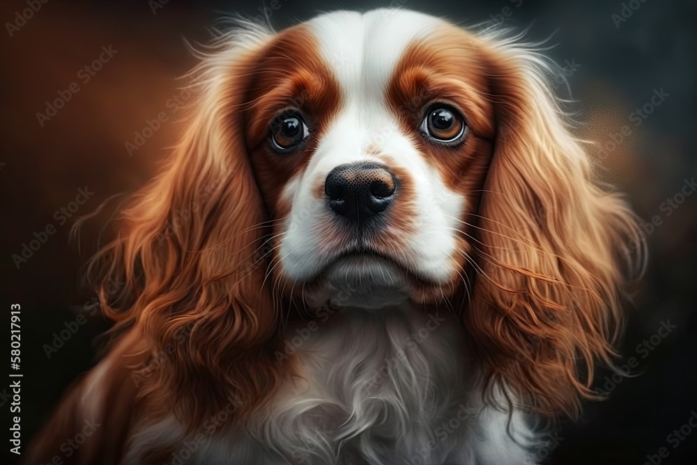 front view of a cute dog Portrait of a cute pet dog Animal background. Generative AI