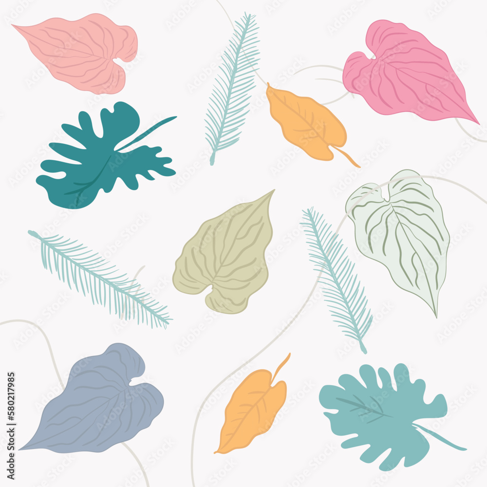 Fototapeta premium Cute leaf background illustration vector graphic perfect for wall, etc