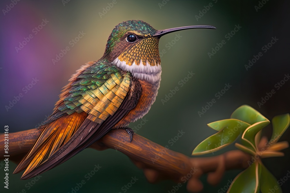 On a perch in Puerto Rico, a species of hummingbird known as the Mango Hummingbird. Generative AI On a perch in Puerto Rico, a species of hummingbird known as the Mango Hummingbird. Generative AI