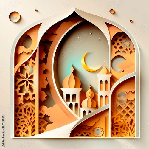 Holy month of Ramadan. Postcard, poster, holiday. Generative AI.