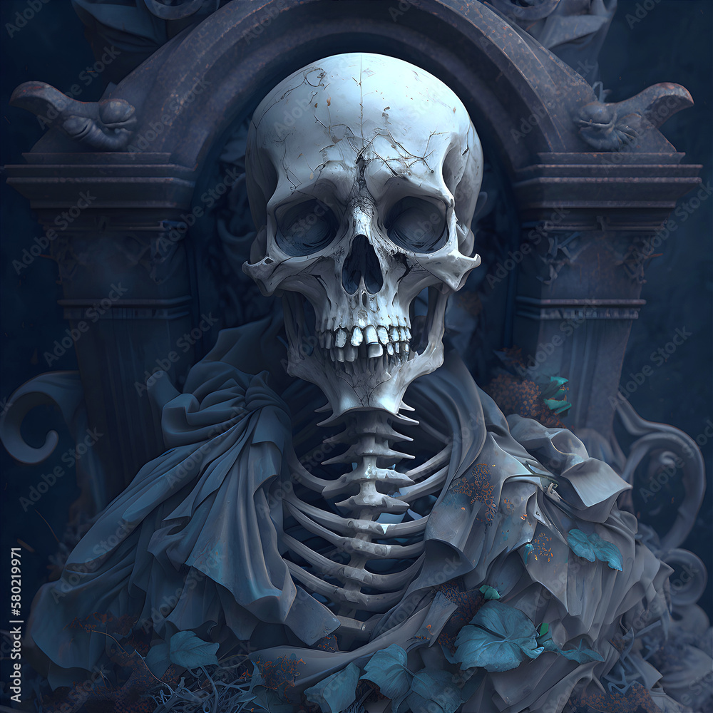 Skeleton from the crypt. Generative AI Skeleton from the crypt. Generative AI