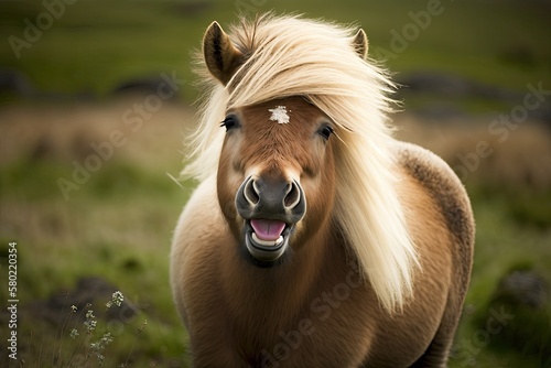 The Icelandic horse is happy. Generative AI photo