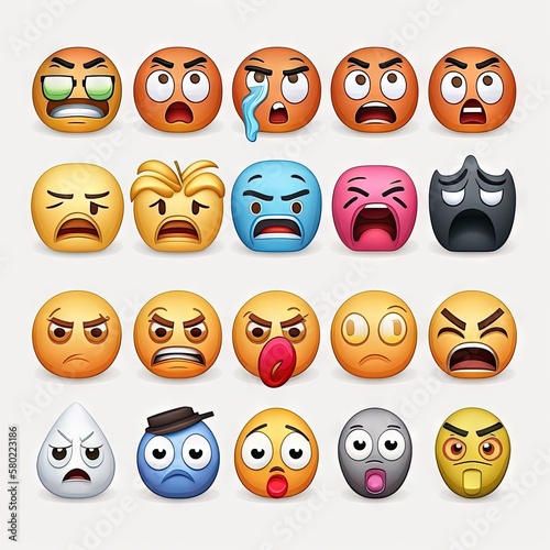 Set of super funny emoticons  emoji. Generative AI