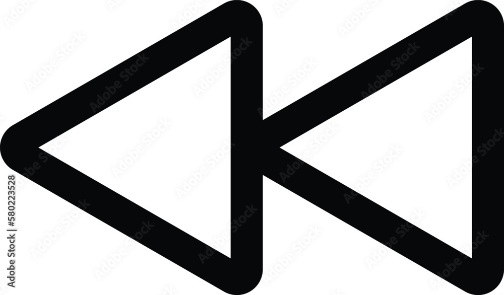 Back play button vector icon. Fast backward play icon. Symbol, logo illustration. Vector graphics Back play button vector icon. Fast backward play icon. Symbol, logo illustration. Vector graphics