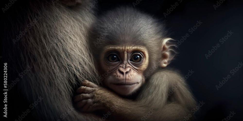 A mother monkey holds the wife of her beloved child Generative AI