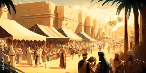 Ancient Egypt around 4000 BC where agrarian festivals Generative AI