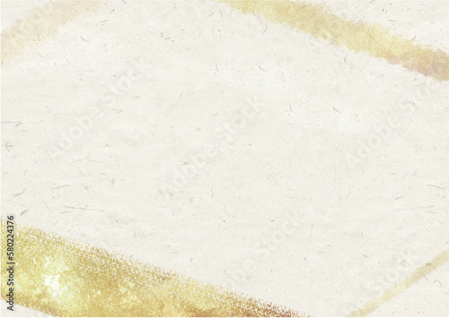 和紙　筆書き　金箔　背景　フレーム　ベクター