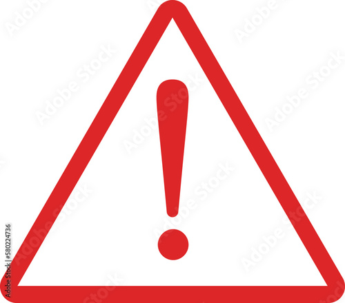 red exclamation mark sign .  red warning icon . attention icon vector . caution icon . danger sign