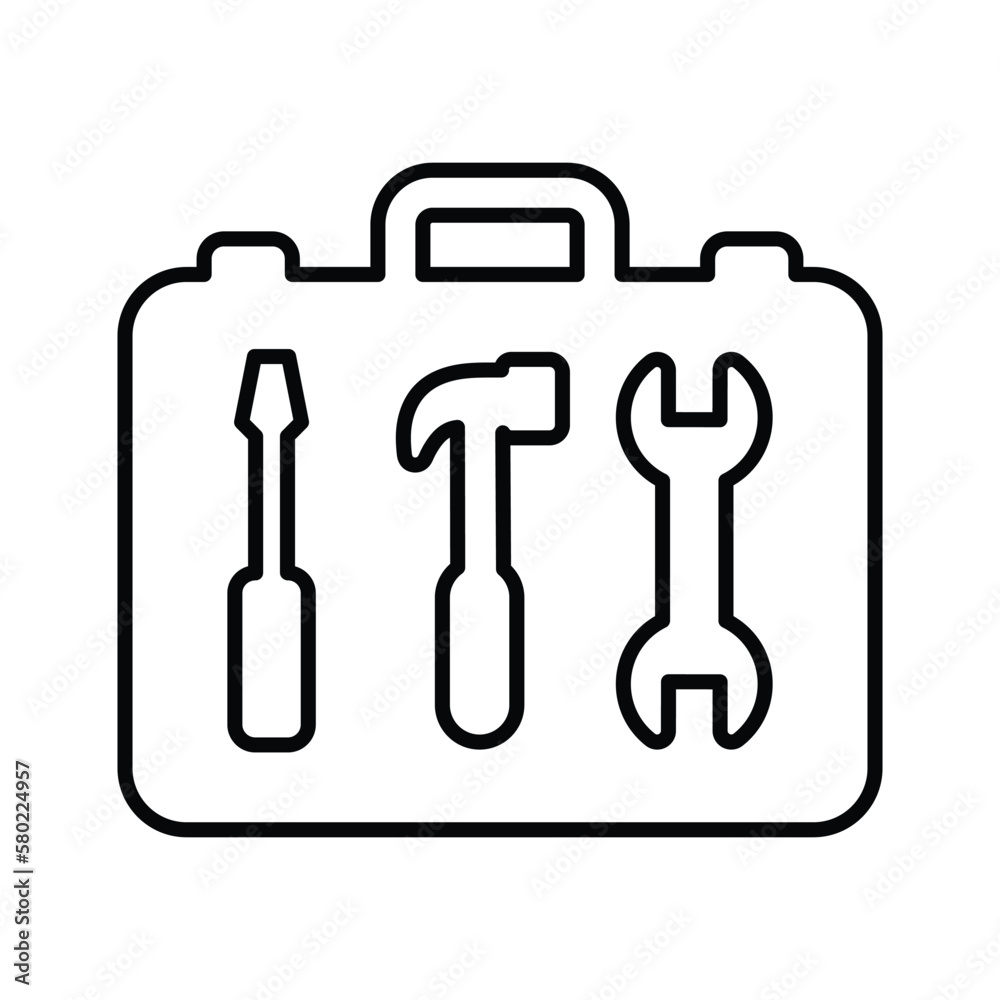 Toolbox icon. Line, outline design. Toolbox icon. Line, outline design.