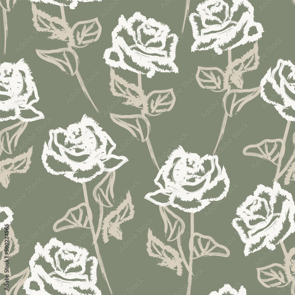 Fototapeta premium Abstract Rose Floral Seamless Pattern Design
