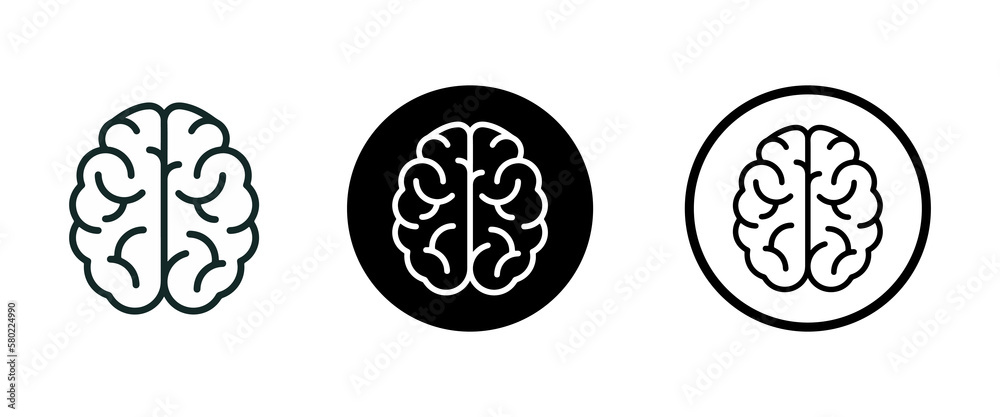 Human brain vector icons set - obrazy, fototapety, plakaty 