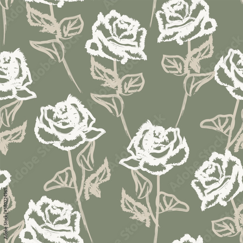 Fototapeta Naklejka Na Ścianę i Meble -  Abstract Rose Floral Seamless Pattern Design