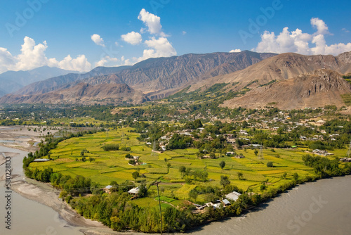 Beautiful scenery of Hunza Valley along Karakoram Highway  Gilgit Baltistan  Pakistan