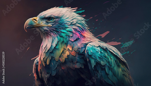 Eagle abstract wallpaper. Soft background with cute falkon bird in Pastel colors generative ai © Roman