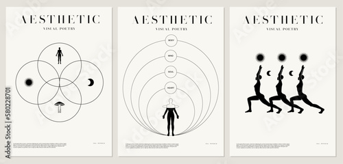 Vector minimalistic placard with illustration. Creative abstract artwork with hand drawn silhouette .