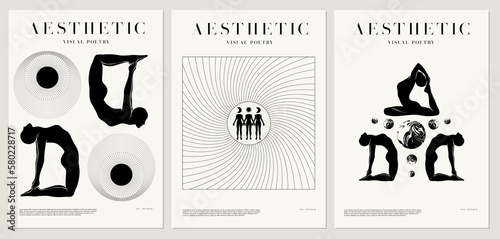 Vector minimalistic placard with illustration. Creative abstract artwork with hand drawn silhouette .