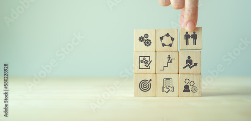 Onboarding new employee process concept. Ensuring that the new employees are able to hit the ground running with their new team. Staff induction practices and organizational socialization.