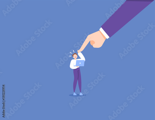 a new worker is getting pressure from the boss and the senior. uncomfortable at work. toxic work environment. work pressure. an employee that was pressured by a superior's finger. illustration concept