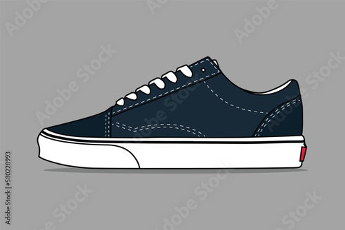 Sneaker shoe . Concept. Flat design. Vector illustration. Sneakers in flat style. Sneakers side view. Fashion sneakers.