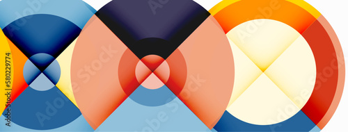 Circles with shadows trendy minimal geometric composition abstract background