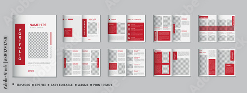 Portfolio magazine template design or  16 pages Fashion magazine and a4 architecture portfolio design