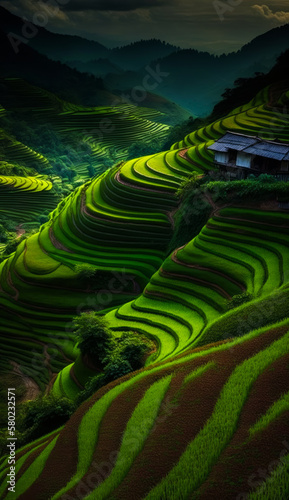 Photograph rice terraces by joseph gonzalez on 500px. Generative AI. photo