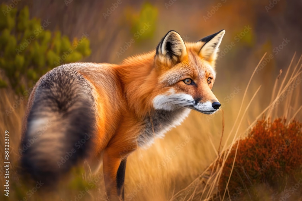 Obraz premium Picture of a wild red fox. Generative AI