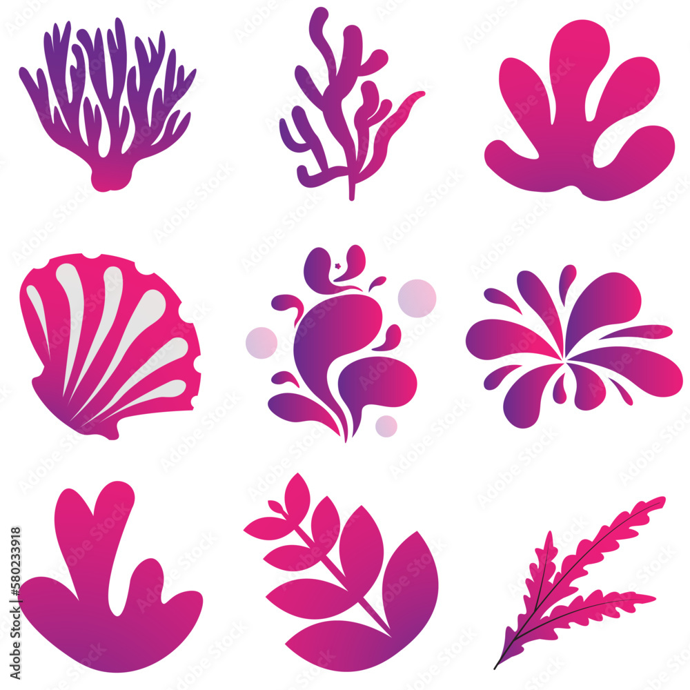 Coral ornament icon ocean gradient purpel decoration