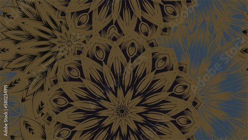 Flowers. Seamless floral background. Dark. Tracery handmade nature ethnic fabric backdrop pattern. Textile design texture. Decorative color art. Vector