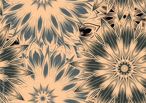 Flowers. Seamless floral background. Tracery handmade nature ethnic fabric backdrop pattern. Textile design texture. Decorative color art. Vector
