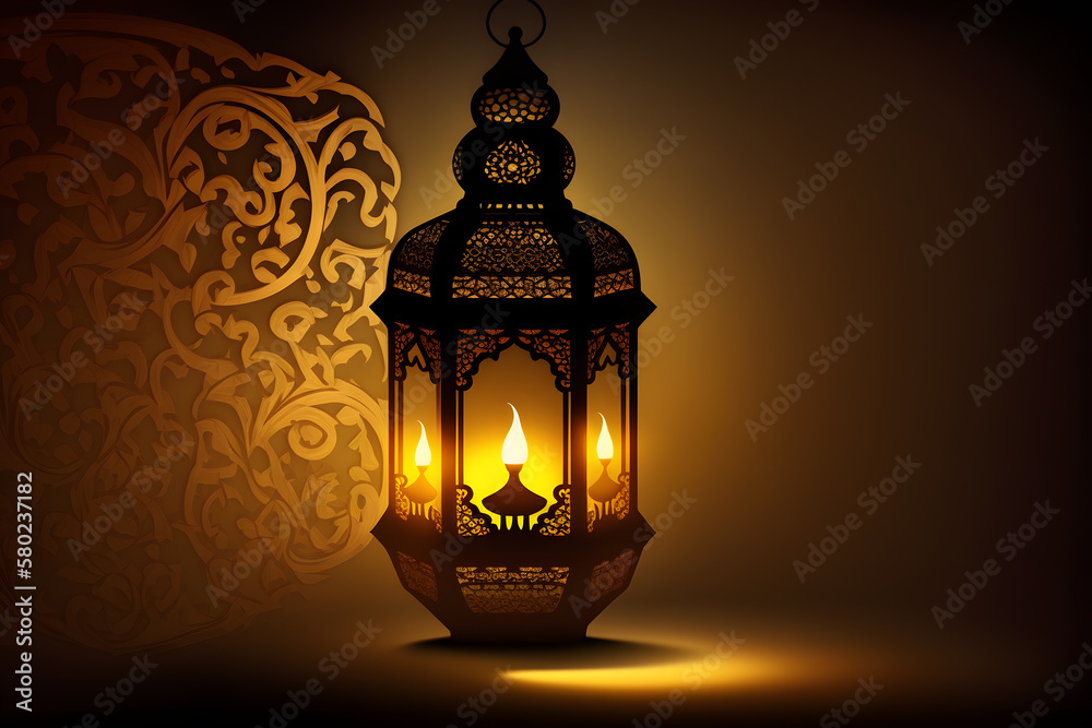Arabic lantern, Ramadan kareem background made with Generative AI Arabic lantern, Ramadan kareem background made with Generative AI