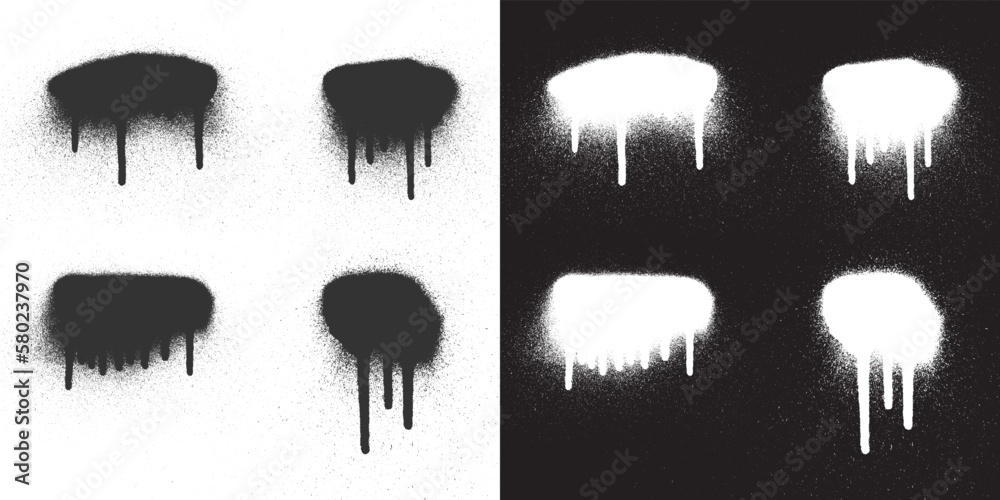 Spray Paint Drip Textures Vector Black and White Background
 - obrazy, fototapety, plakaty 