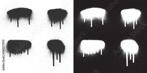 Spray Paint Drip Textures Vector Black and White Background 