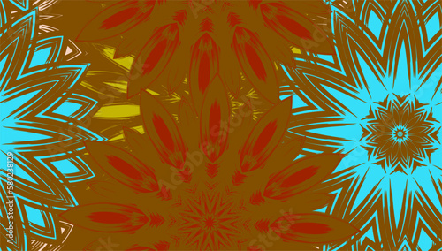 Flowers. Seamless floral background. Tracery handmade nature ethnic fabric backdrop pattern. Textile design texture. Decorative color art. Vector