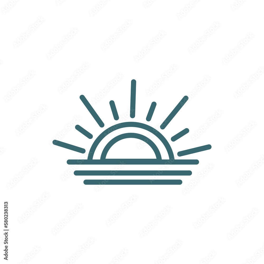 Fototapeta premium sunrise icon. Thin line sunrise icon from islamic and ramadan collection. Outline vector isolated on white background. Editable sunrisesymbol can be used web and mobile