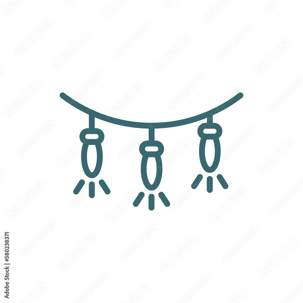 garlands icon. Thin line garlands icon from islamic and ramadan collection. Outline vector isolated on white background. Editable garlandssymbol can be used web and mobile garlands icon. Thin line garlands icon from islamic and ramadan collection. Outline vector isolated on white background. Editable garlandssymbol can be used web and mobile