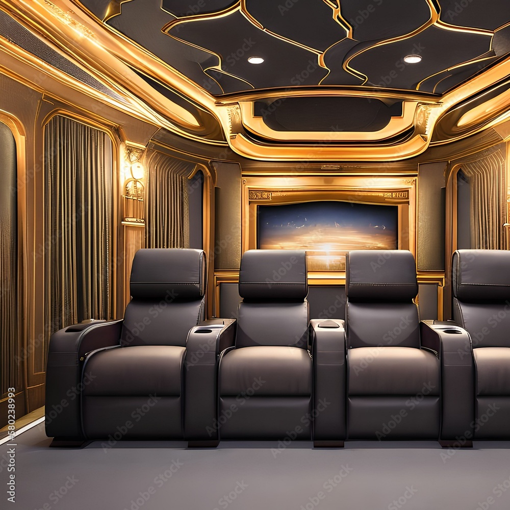A home theatre with comfortable reclining chairs and surround sound 1_SwinIRGenerative AI A home theatre with comfortable reclining chairs and surround sound 1_SwinIRGenerative AI